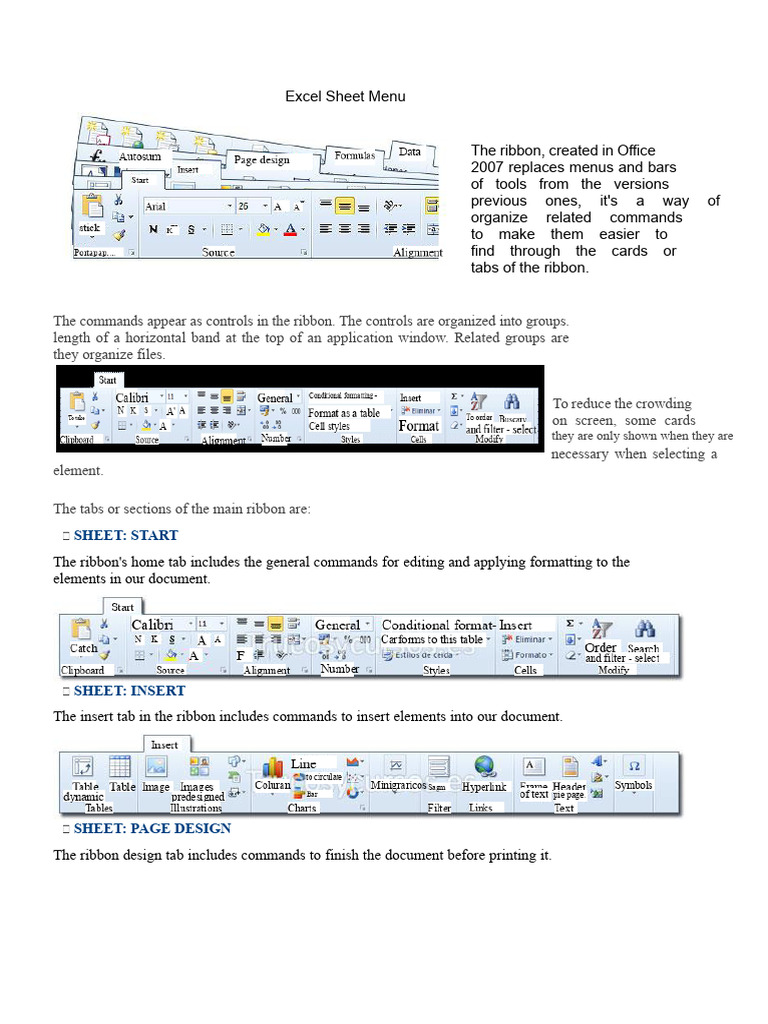 Excel and Word Ribbon Menu Overview | PDF | Microsoft Excel | Microsoft ...