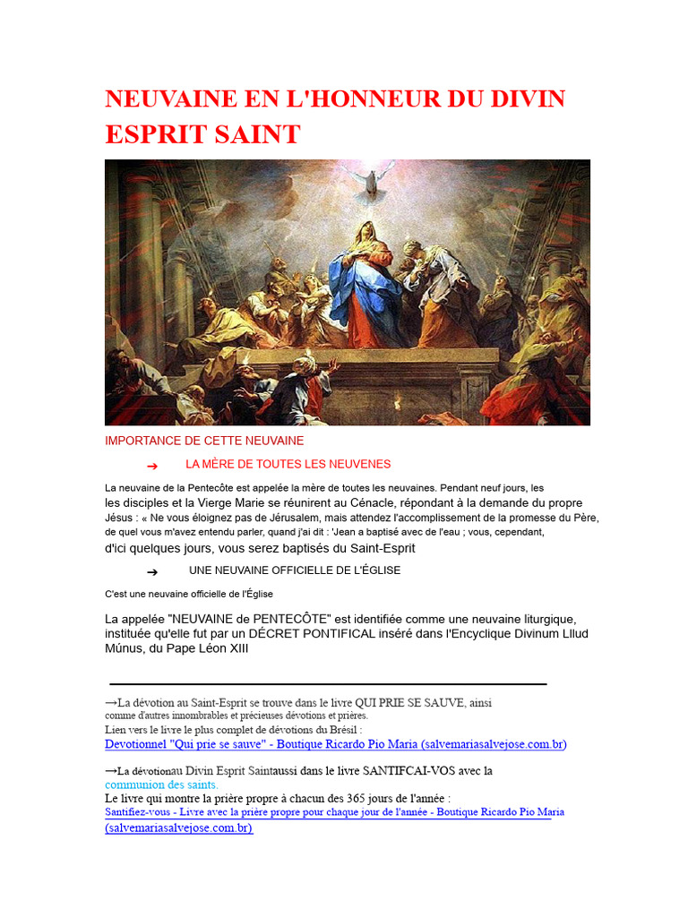 Neuvaine au Divin Esprit Saint | PDF | Spiritualité