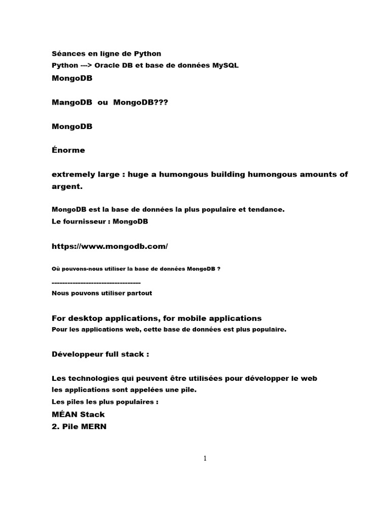 Introduction à MongoDB et ses usages | PDF | MongoDB | JavaScript