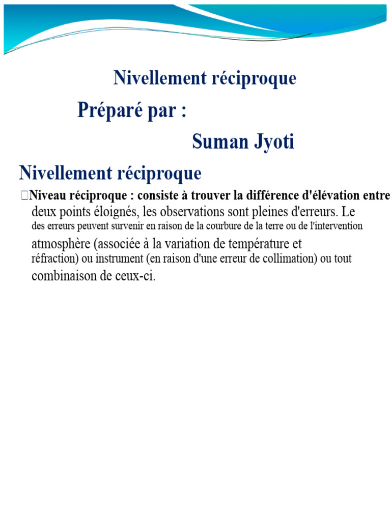 Techniques de nivellement réciproque | PDF
