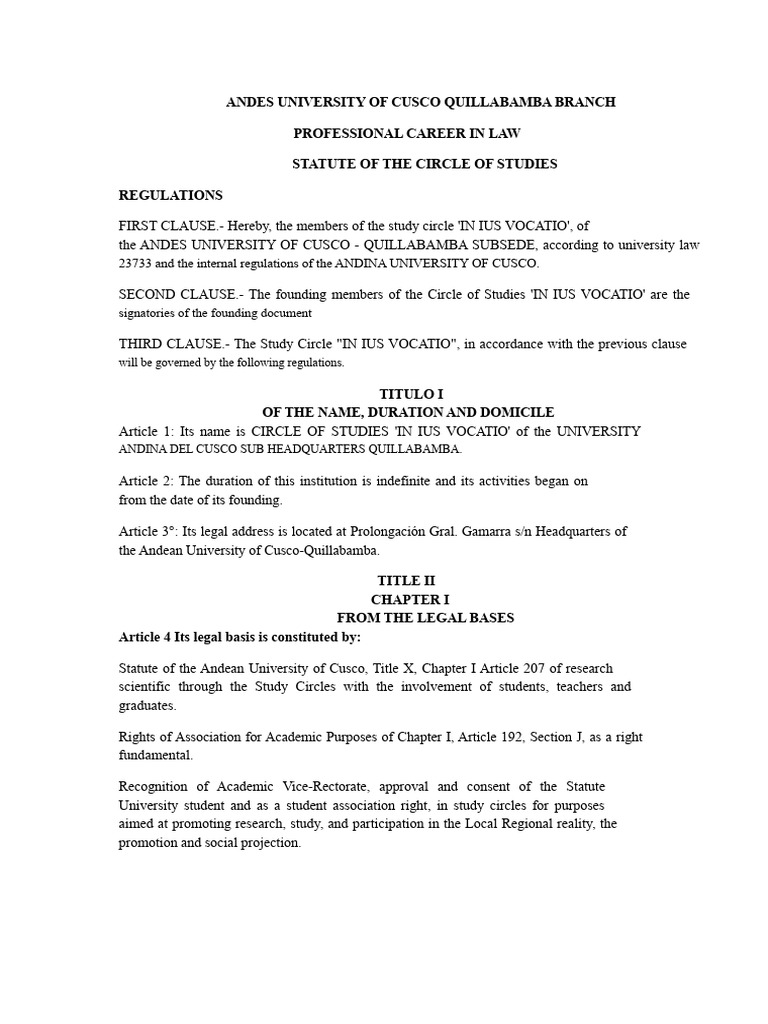 Study Circle Regulations for Law Students | PDF | University | Board Of ...
