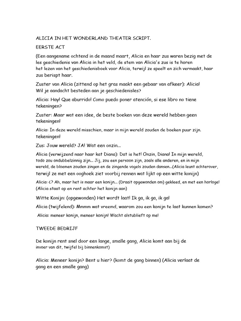 ALICE IN WONDERLAND THEATER SCRIPT | PDF