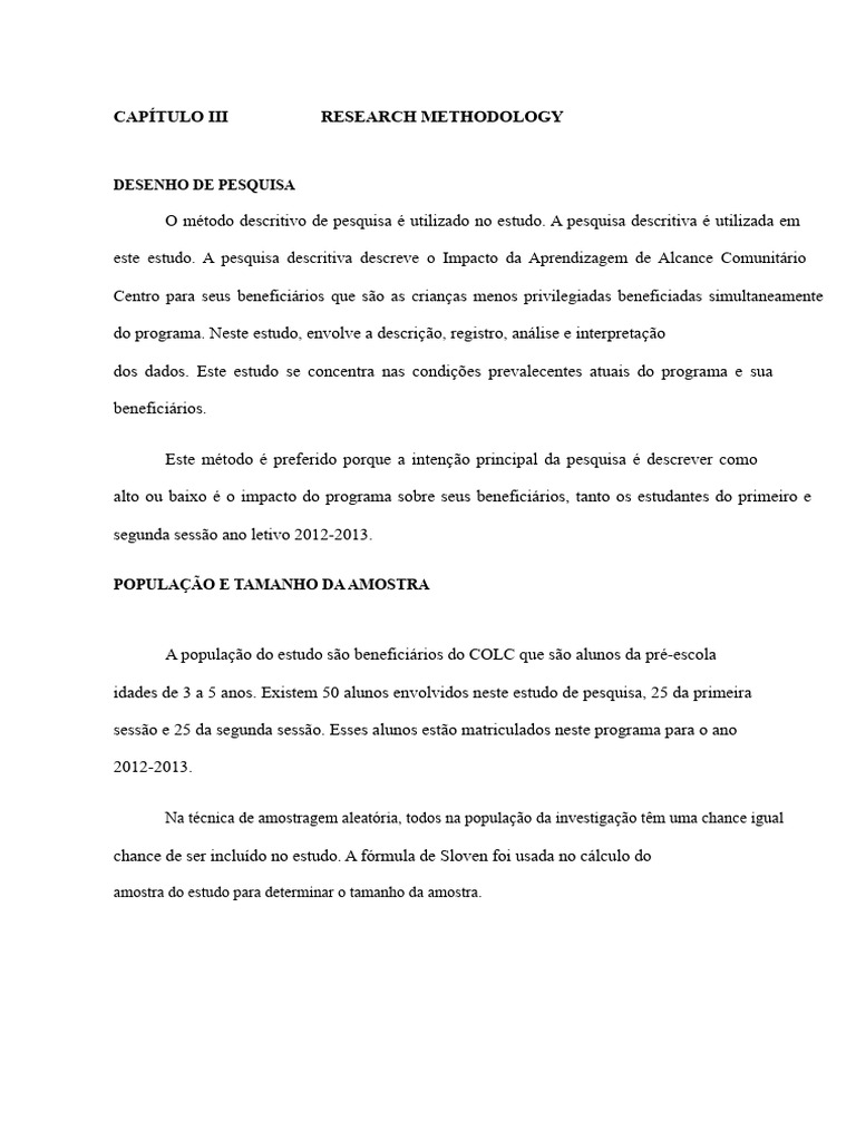 Metodologia de Pesquisa sobre COLC | PDF | Amostragem (Estatística)