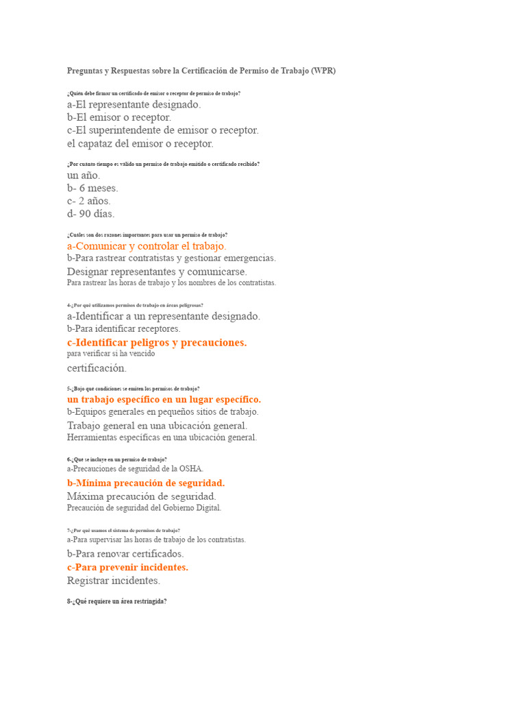 Cuestionario PTW | PDF