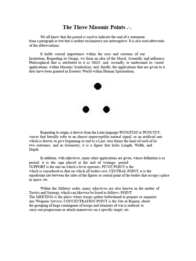 Understanding the Three Masonic Points | PDF | Freemasonry