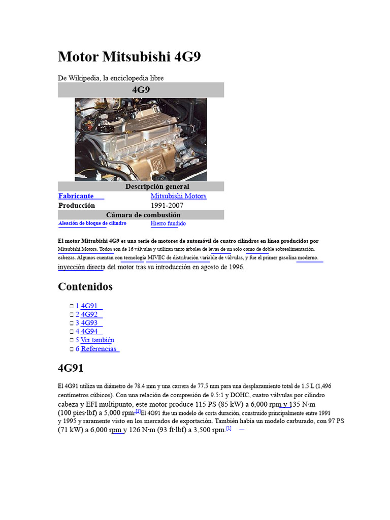 Motor Mitsubishi 4G9 357521174 | PDF | Máquinas rotativas | Partes de ...