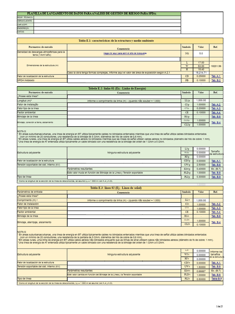 Planilla de Análisis de Riesgo SPDA | PDF | Ingeniería de Edificación ...