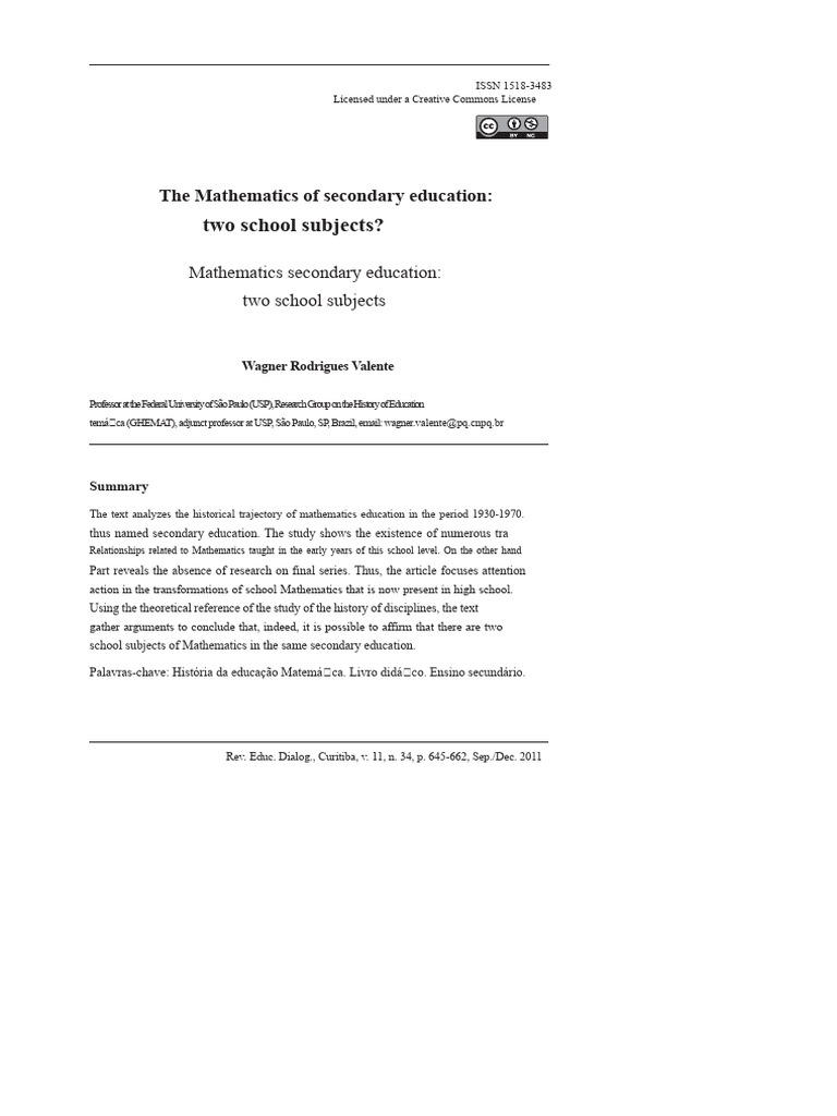 Two Subjects of Mathematics in High School | PDF | Mathematics | Geometry