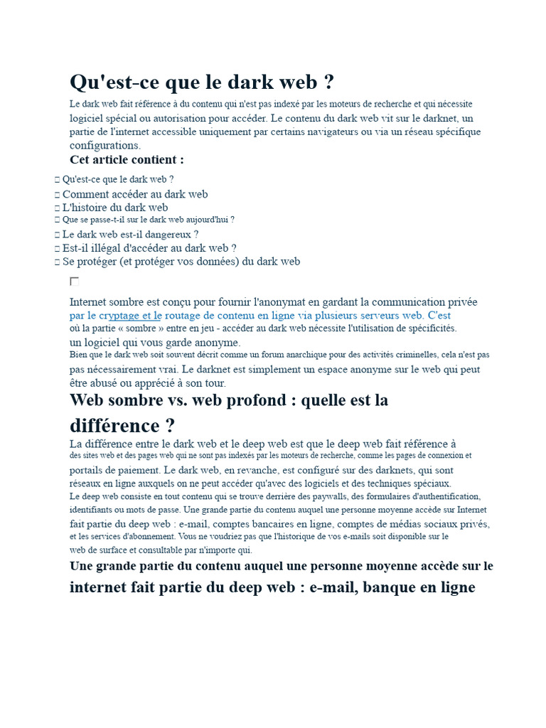 Comprendre le dark web et son accès | PDF | Internet | Internet et Web