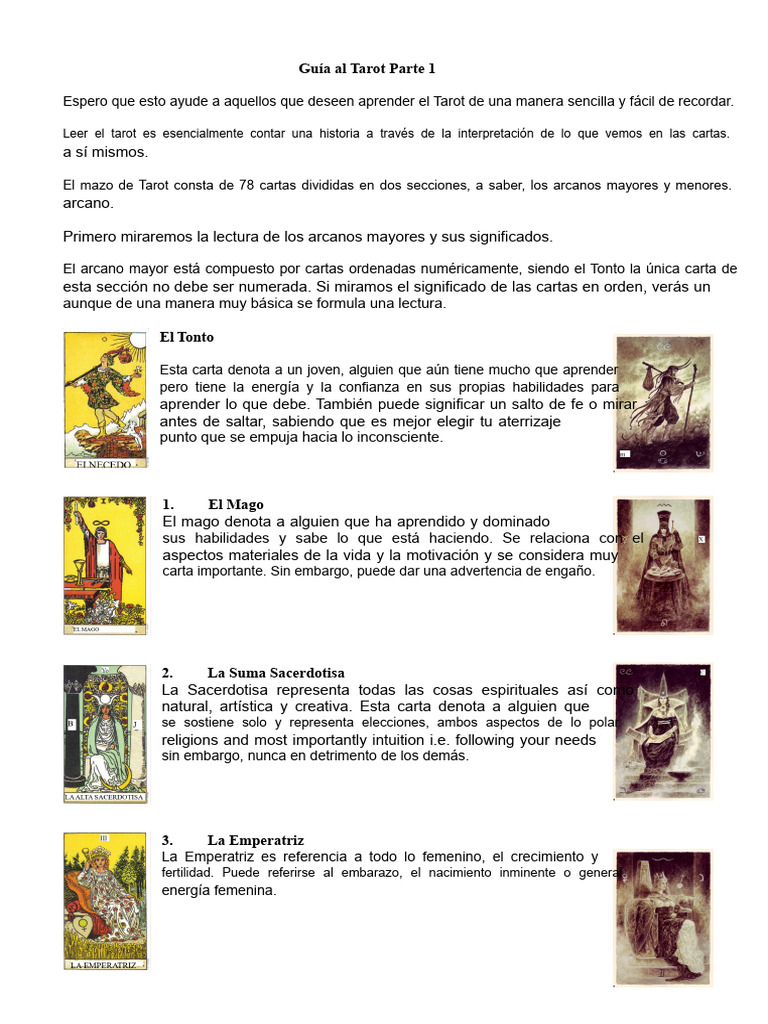 Introducción a los Arcanos Mayores del Tarot | PDF | Tarot | Arcanos ...