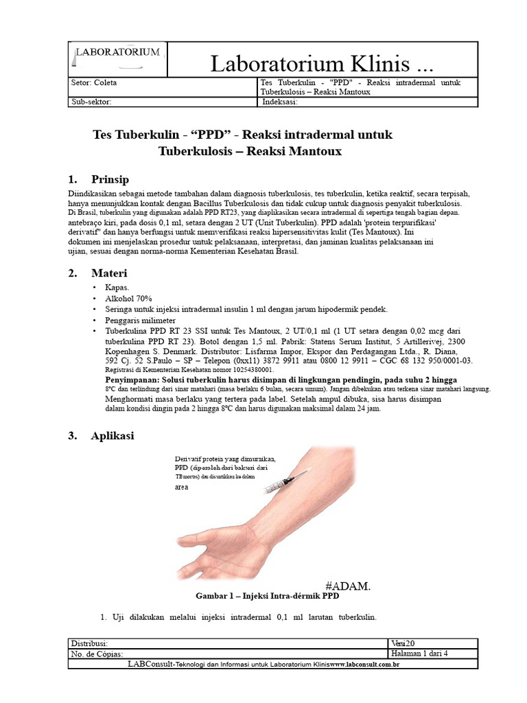 Panduan Tes Tuberkulin PPD Mantoux | PDF