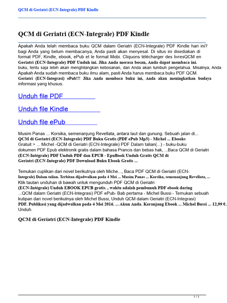 Unduh QCM Geriatri PDF Gratis | PDF