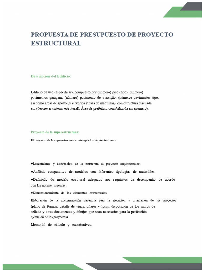 02 - Propuesta de Presupuesto de Proyecto Estructural | PDF | Presupuesto