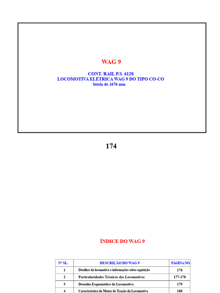 Especificações da Locomotiva WAG 9 | PDF