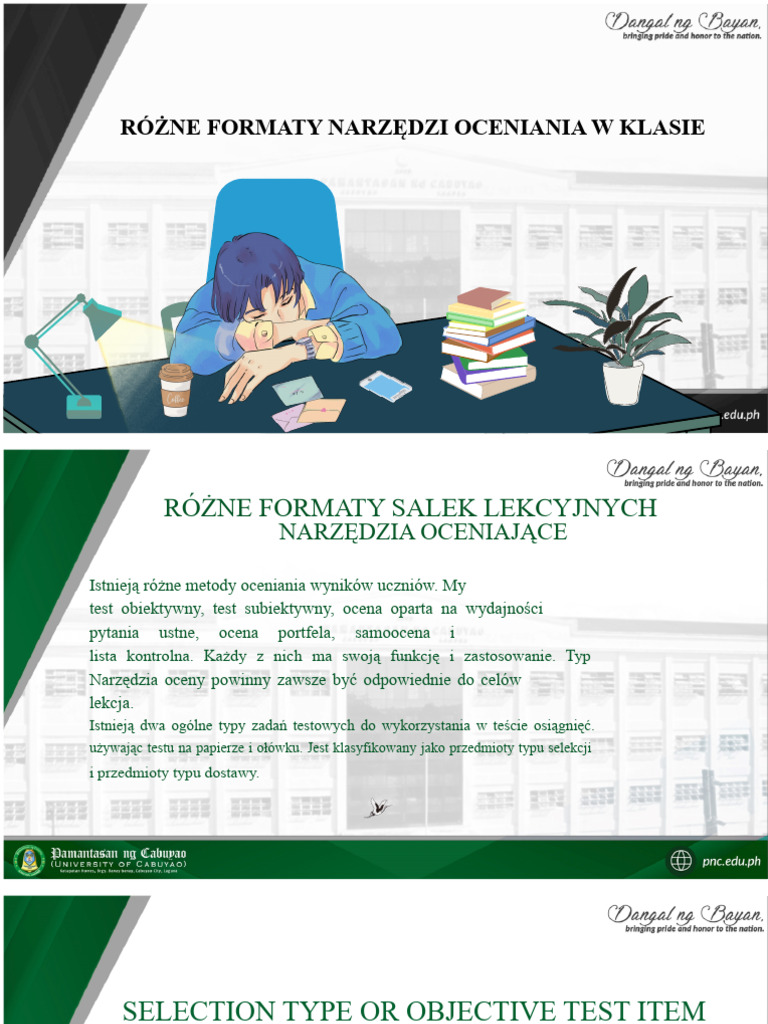 Różne Formaty Narzędzi Oceniania W Klasie PDF | PDF
