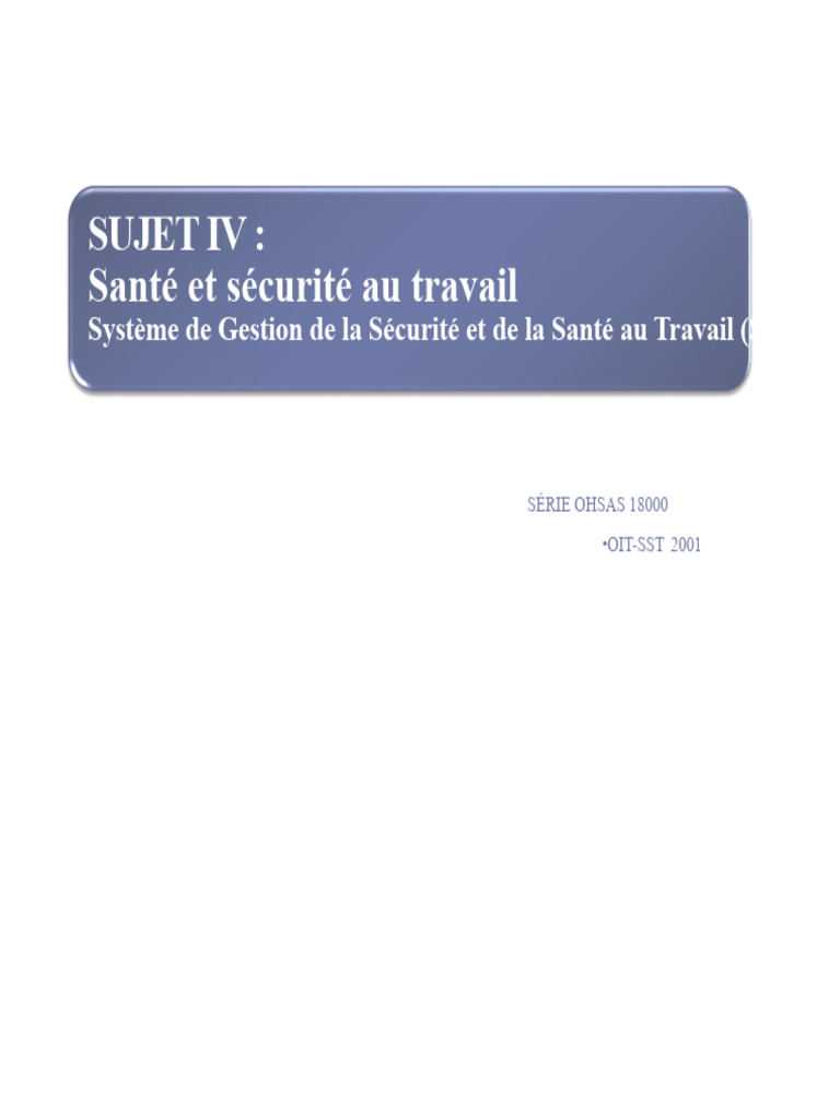 Gestion de la santé et sécurité au travail | PDF | Sécurité | Santé et ...