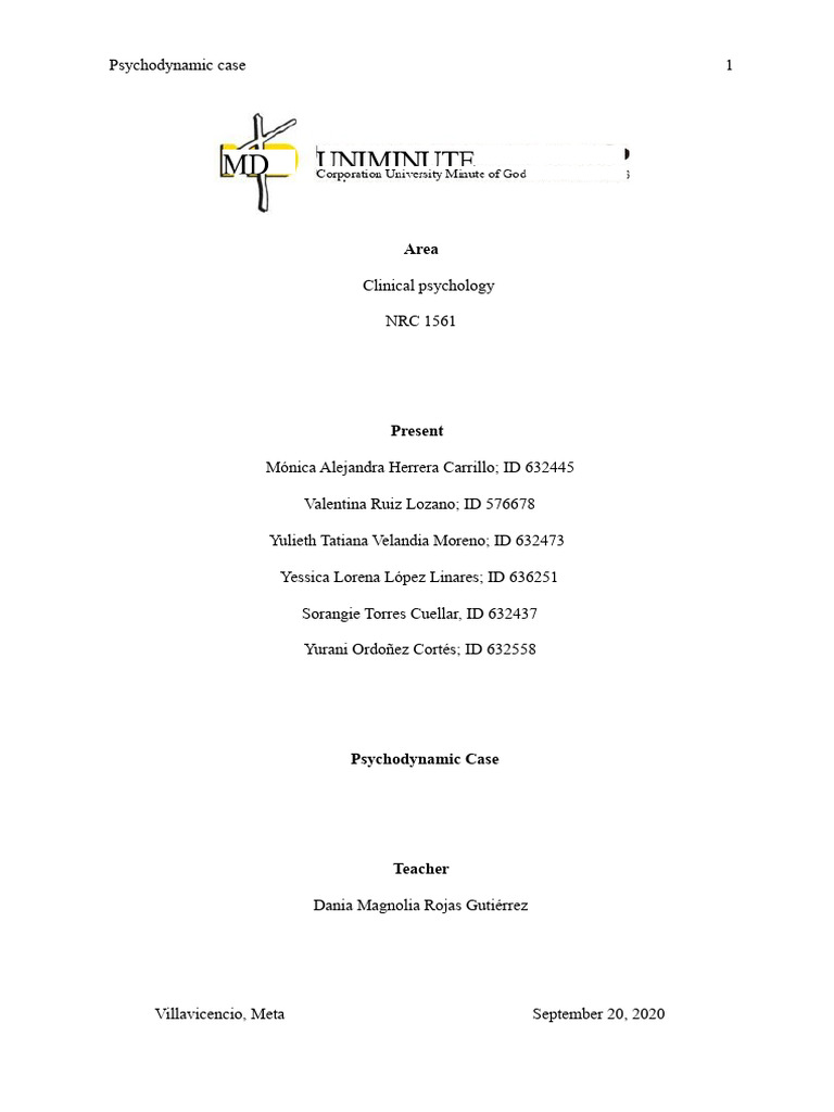 Psychodynamic case (1) | PDF | Psychotherapy | Therapy