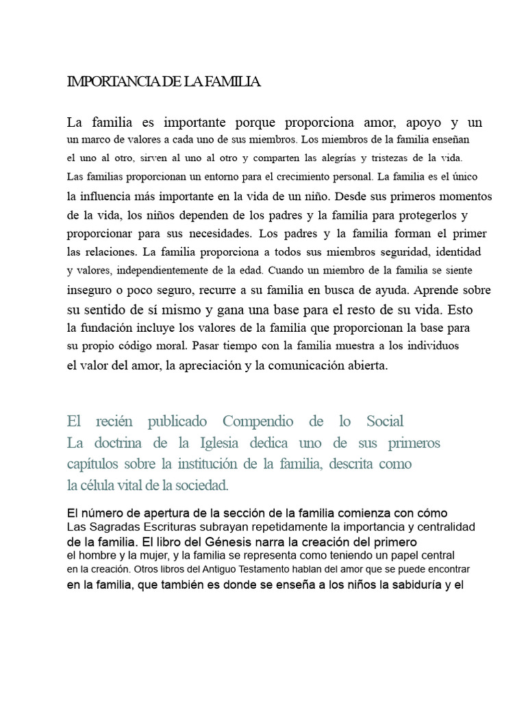 Importancia de la Familia en la Sociedad | PDF | Matrimonio | Familia