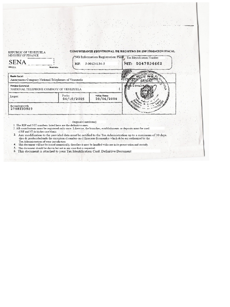 Copy of RIF from Cantv | PDF