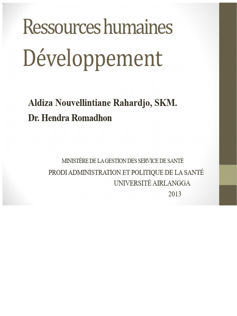 Développement des Ressources Humaines | PDF | Gestion des ressources ...