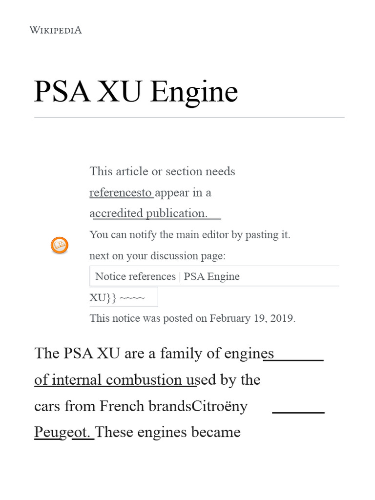 PSA XU Engine Overview and Specifications | PDF | Engines | Engine ...