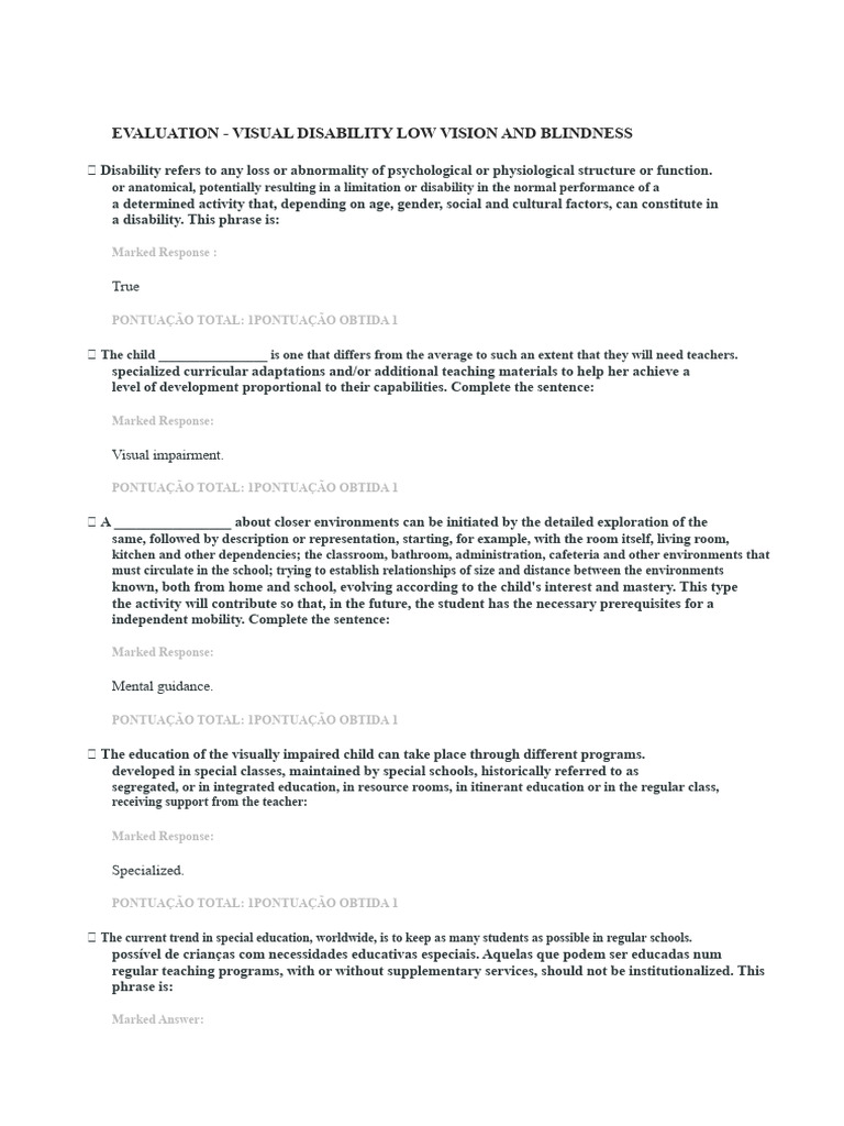 ASSESSMENT – VISUAL IMPAIRMENT LOW VISION AND BLINDNESS | PDF | Visual ...