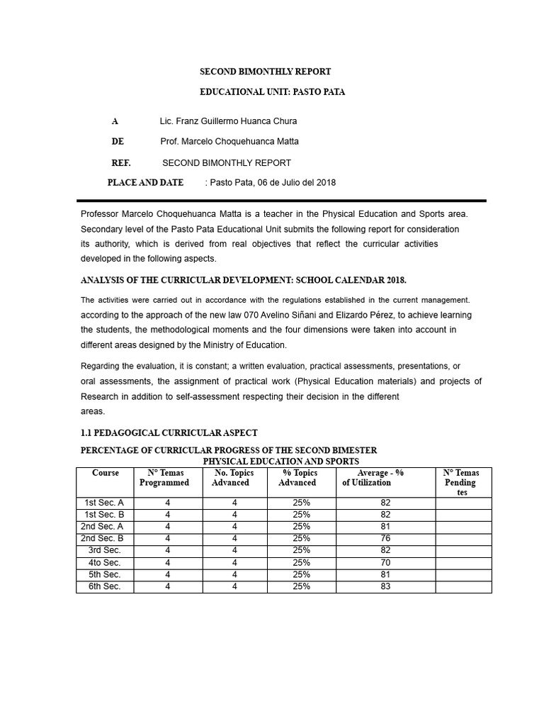 SECOND BIMONTHLY REPORT | PDF