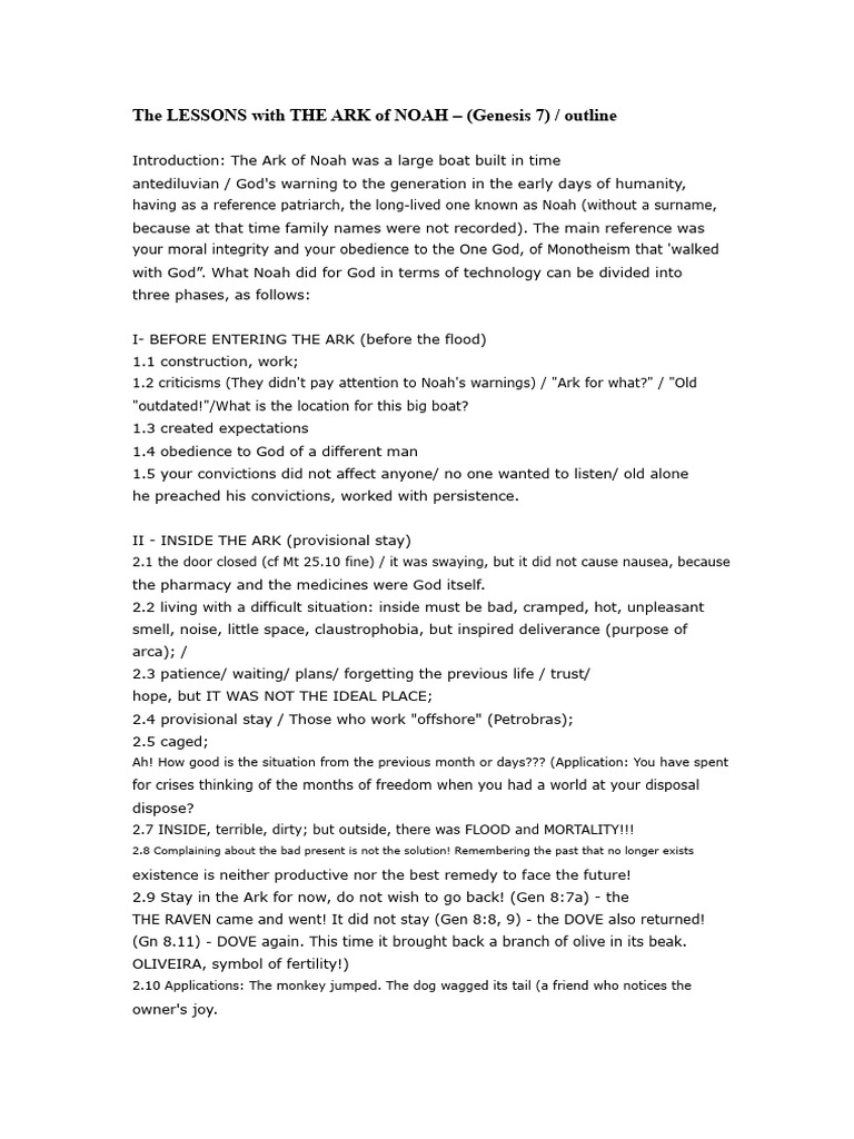 The LESSONS With THE ARK of NOAH | PDF | Noah | Genesis Flood Narrative