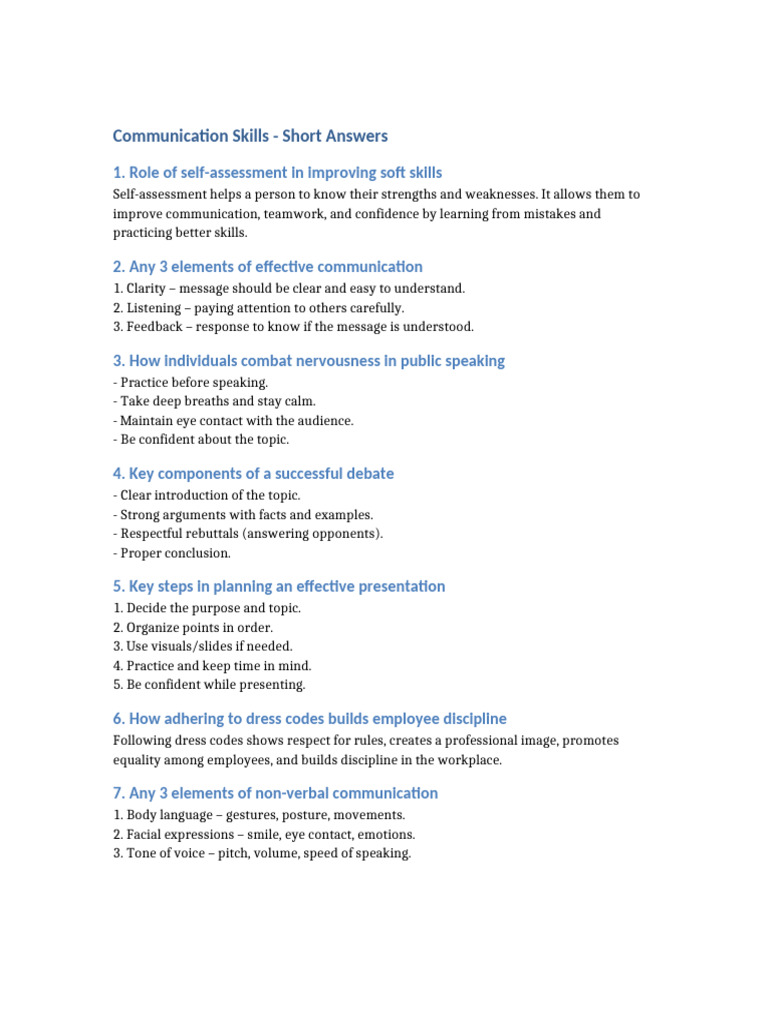 COMMUNICATION SKILLS ANSWER KEY visual data 8