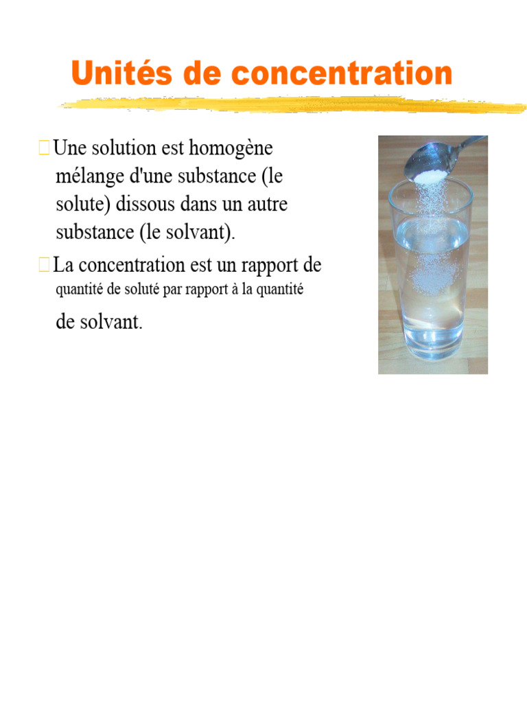 Unités et calculs de concentration | PDF | Concentration molaire | Chimie