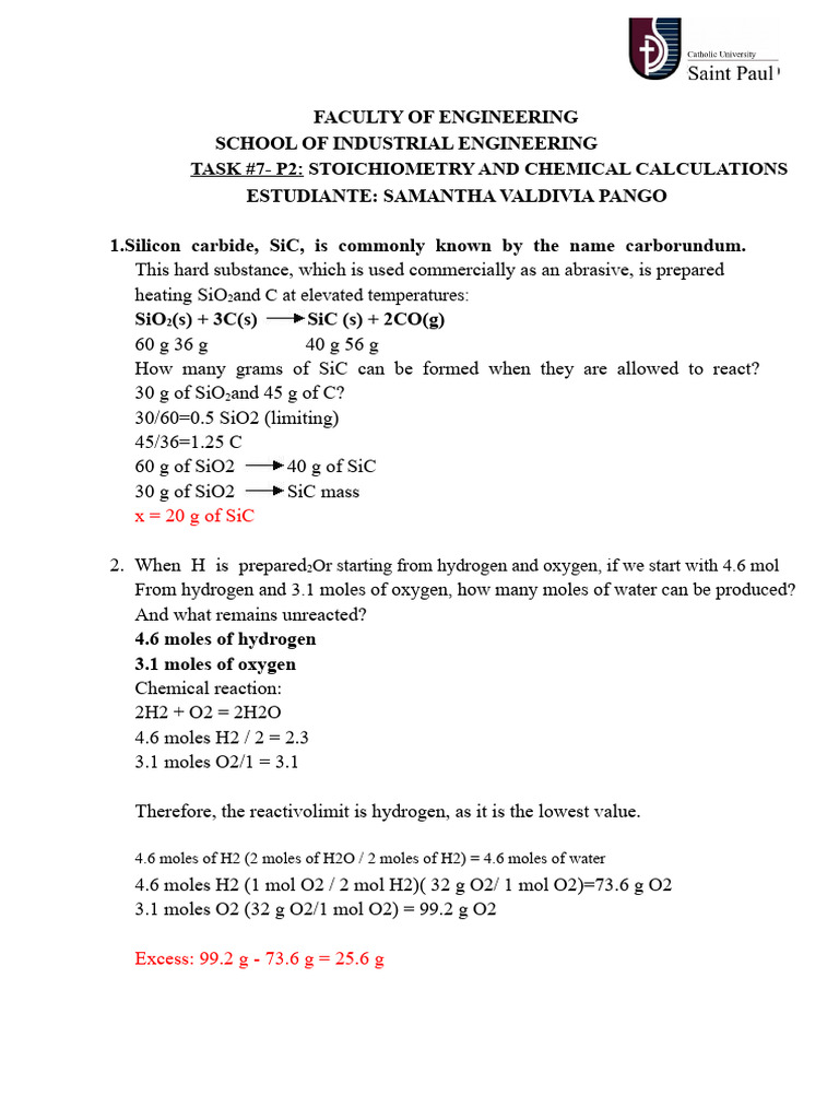 Stoichiometry and Chemical Calculations | PDF | Stoichiometry | Mole (Unit)