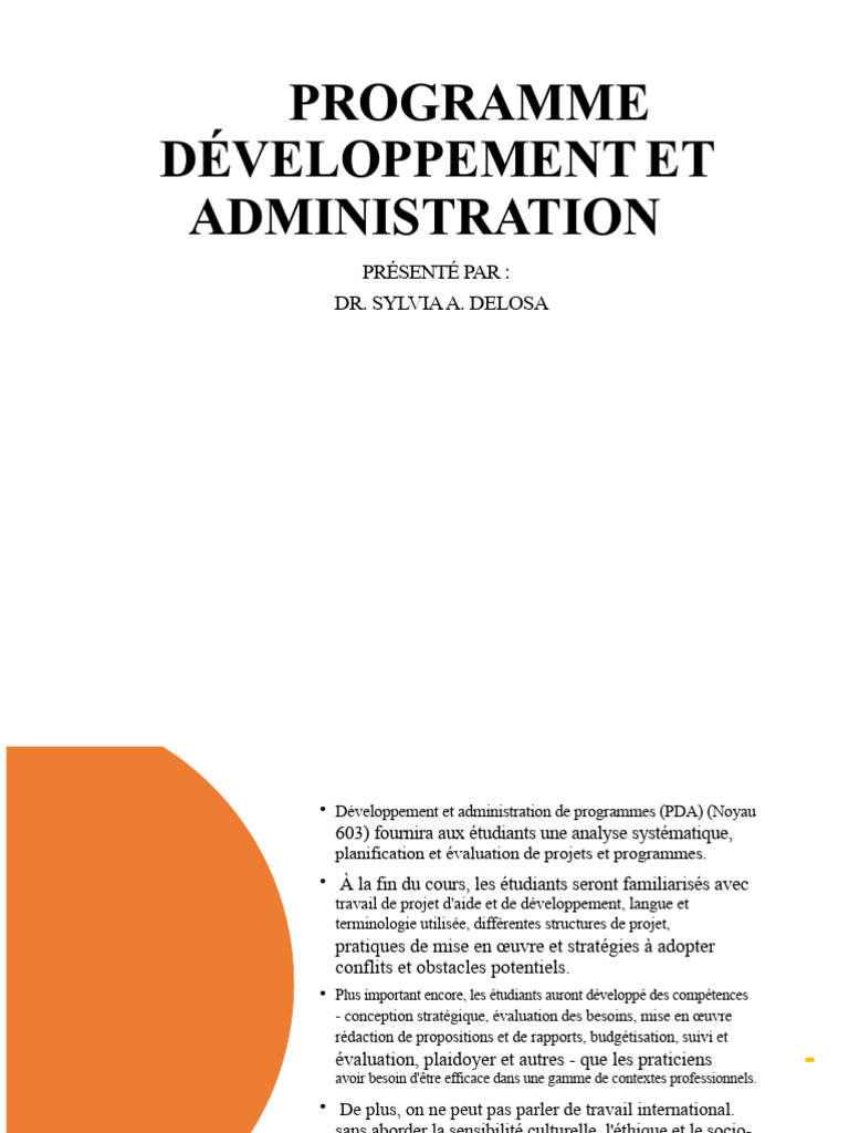 Développement et Administration de Programmes | PDF | Planification