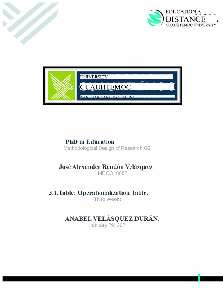 Operationalization Table for Education Research | PDF | Linguistics ...