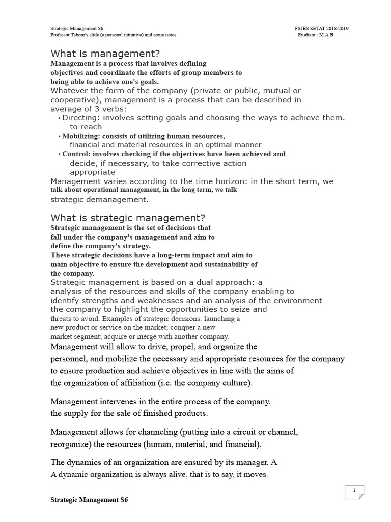 Strategic Management Principles Overview | PDF | Strategic Management ...