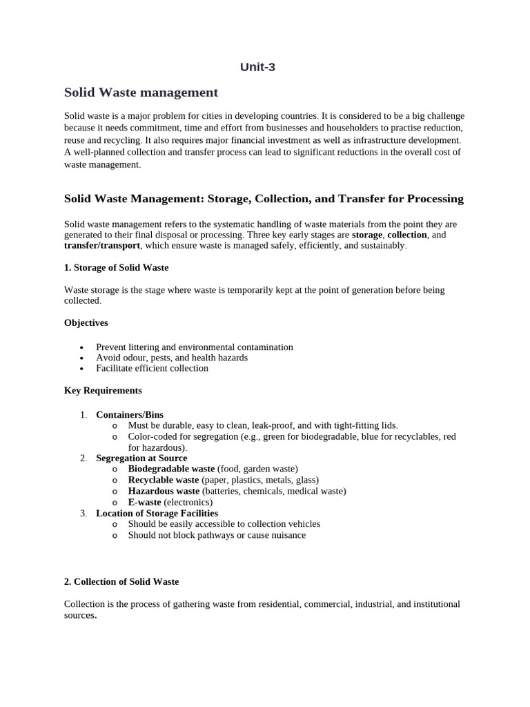 Solid Waste Management: Storage & Collection | PDF | Waste Management ...