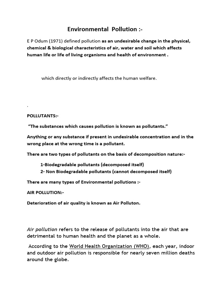 Environmental Pollution and Air Pollution | PDF | Air Pollution ...