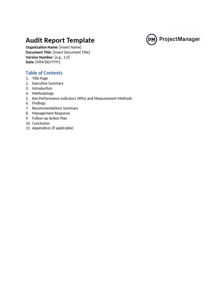 Comprehensive Audit Report Template | PDF | Audit | Performance Indicator