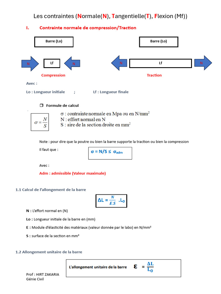 Calcul des Contraintes en Génie Civil | PDF | Résistance des matériaux ...