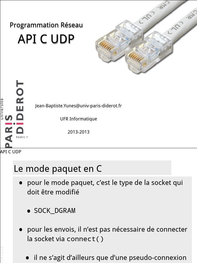 Programmation Réseau avec API C UDP | PDF | Télécommunications ...
