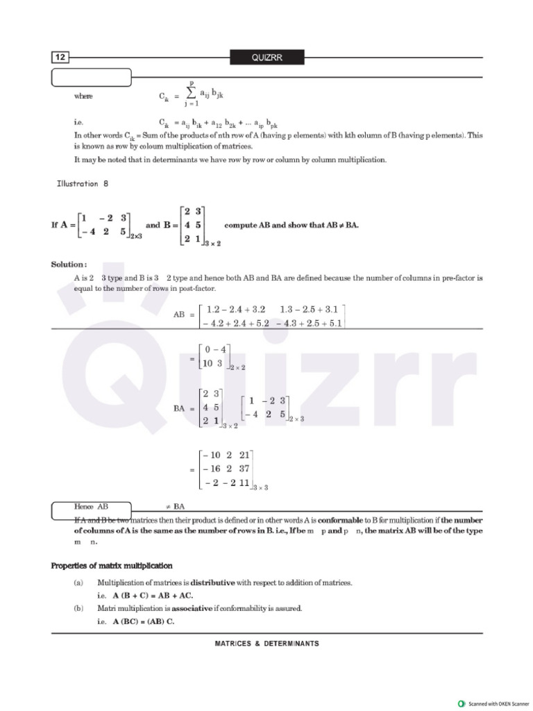 16 Matrices Determinants Revision2 | PDF