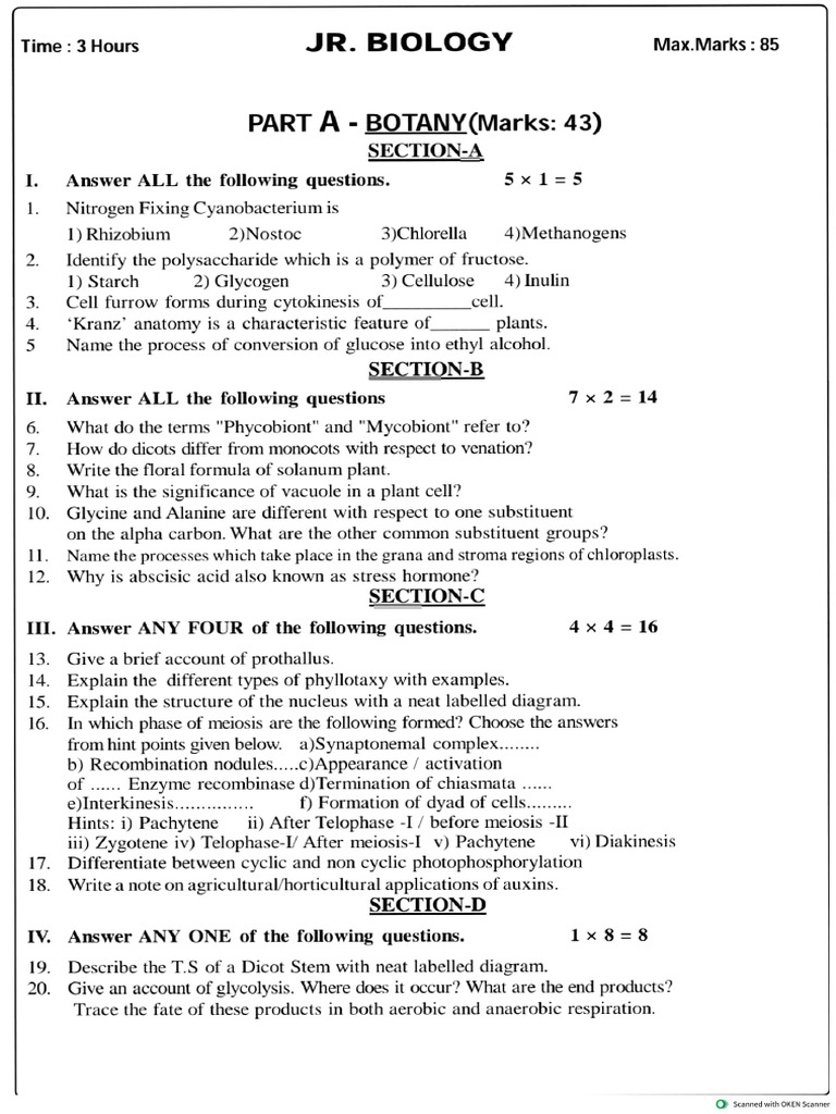 Jr Biololgy Paper (2) | PDF