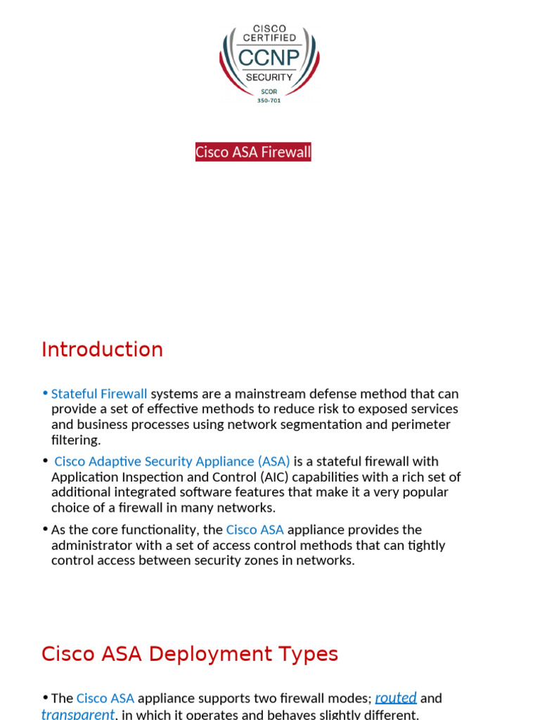 Cisco ASA Firewall Overview and Features | PDF | Firewall (Computing ...