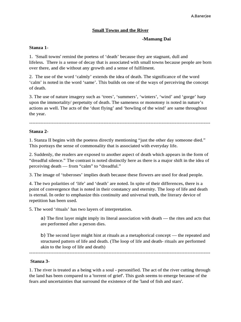 Life and Death in Small Towns Poem | PDF | Death