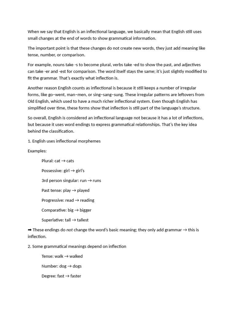 Understanding English Inflectional Language | PDF
