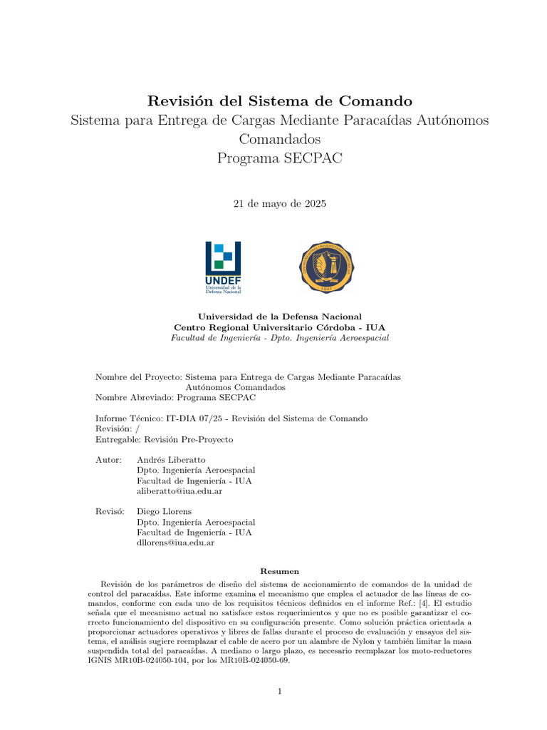 Revisión del Sistema de Comando SECPAC | PDF | Laboratorios | Diseño