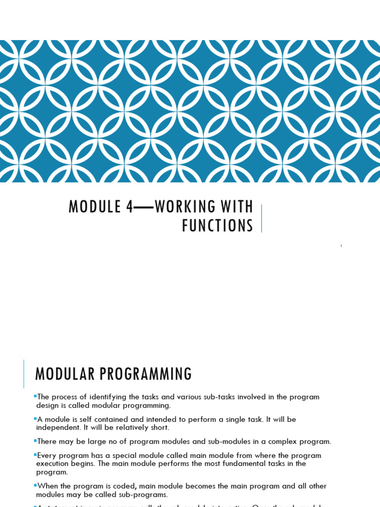04-07-22 | PDF | Parameter (Computer Programming) | Modular Programming
