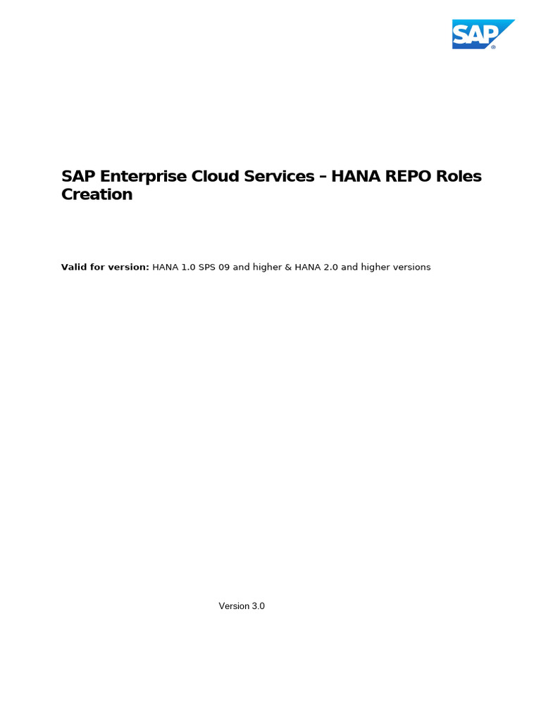 Create HANA Repository Roles in ECS | PDF | Information Technology ...