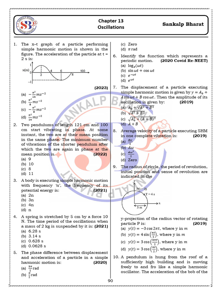 Simple Harmonic Motion Problems and Solutions | PDF | Oscillation ...
