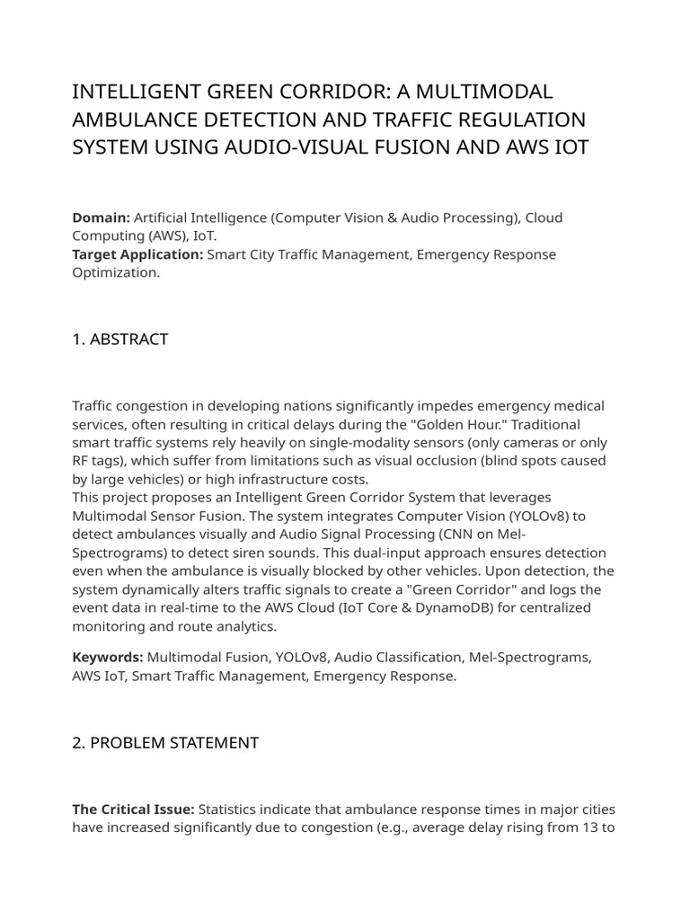 Intelligent Green Corridor Project | PDF | Computer Vision | Internet ...