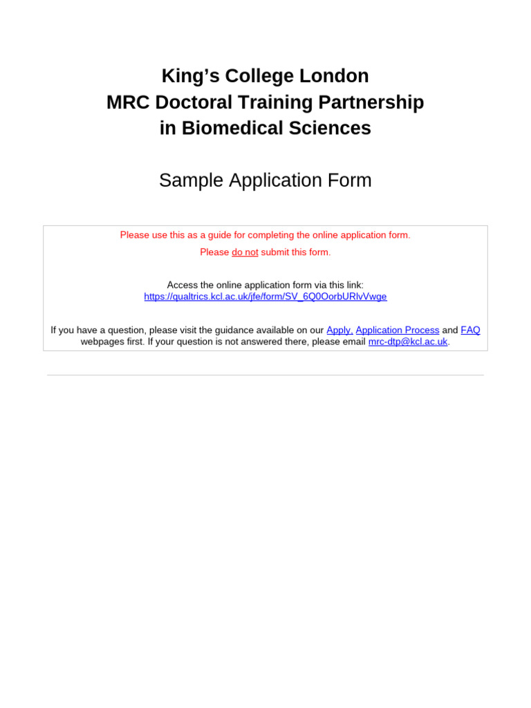 King's College London MRC DTP Application Guide | PDF | Machine ...